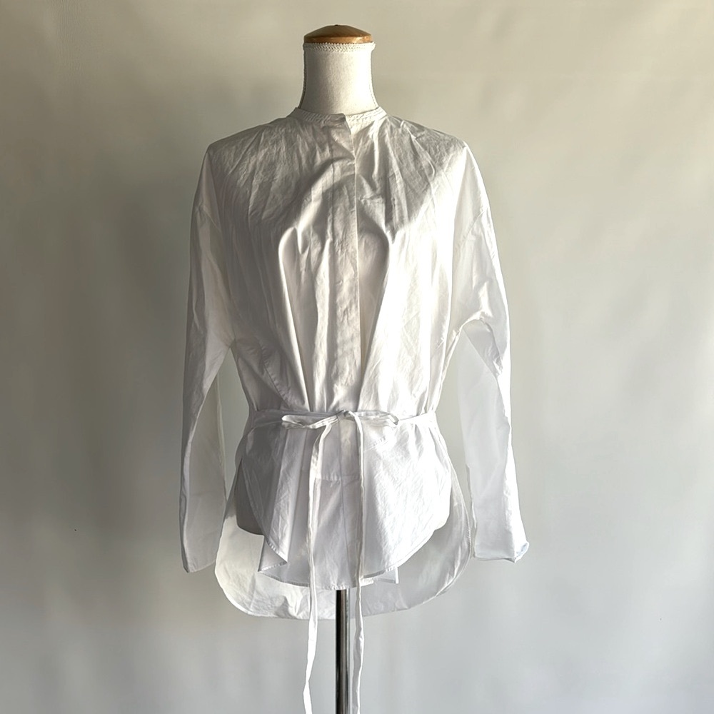 COS White Tie Waist Button Down Top - sz 4
